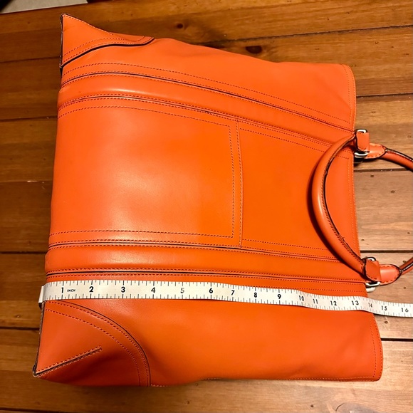 Ann Taylor Orange Leather Square Tote - Picture 6 of 13
